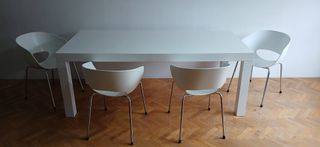 Mesa Comedor Blanca 200x90, Sillas Sintesi Orbit