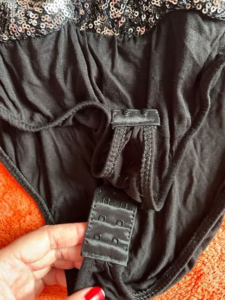 Body lentejuelas plateadas manga larga