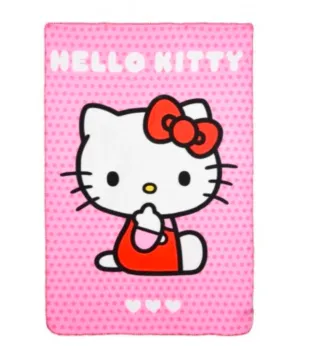 Coperta plaid Hello Kitty rosa pois