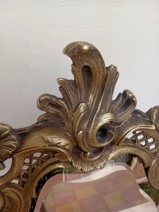 Espejo antiguo metal dorado decorativo