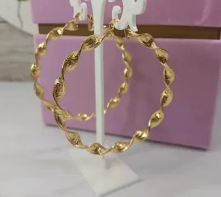 Pendientes Aro Chapado Oro 18k Rizado Grandes