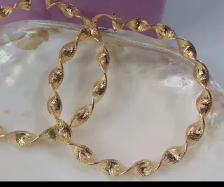 Pendientes Aro Chapado Oro 18k Rizado Grandes