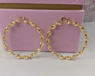 Pendientes Aro Chapado Oro 18k Rizado Grandes