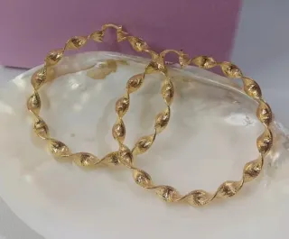 Pendientes Aro Chapado Oro 18k Rizado Grandes