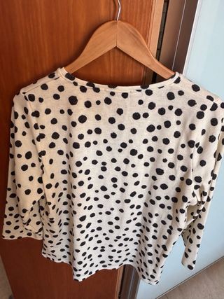 Jersey mujer T.50 lunares beige y negro