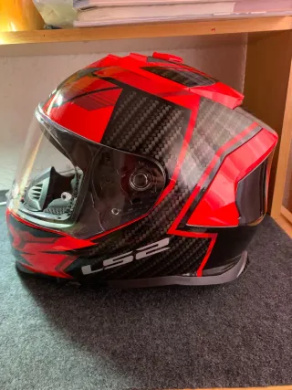 Casco Integral Moto LS2 Rojo y Negro