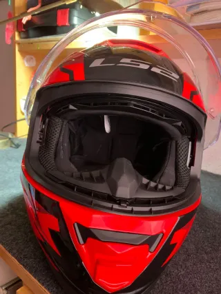 Casco Integral Moto LS2 Rojo y Negro
