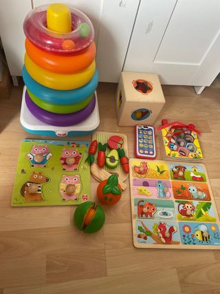 Lote Juguetes Bebé: Anillo, Bloques, Puzzles