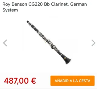 Clarinete Sib Roy Benson CG-220 (Sistema Alemán)