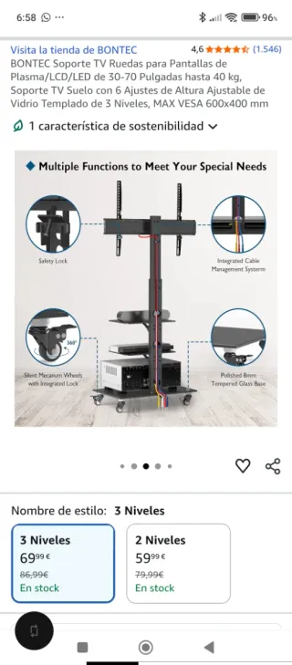 SOPORTE GIRATORIO TV CON RUEDAS