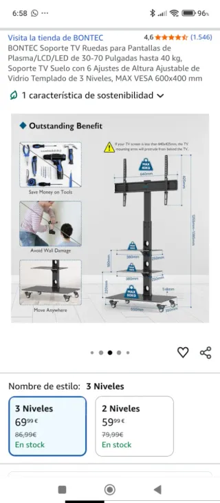 SOPORTE GIRATORIO TV CON RUEDAS
