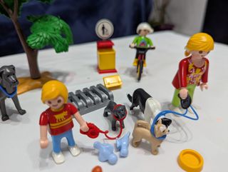Lote Playmobil: Perros, Silla Bebé y Bici