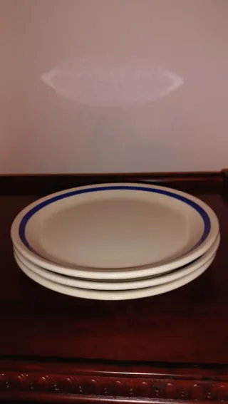 Vajilla 21 Platos Cerámica Raya Azul