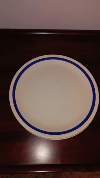 Vajilla 21 Platos Cerámica Raya Azul