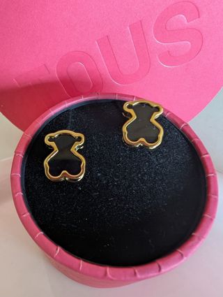 Pendientes Tous Oso Negro y Dorado