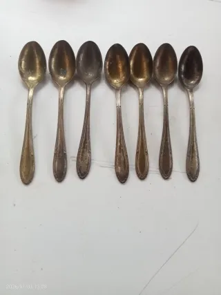 Juego de 6 cubiertos antiguos de alpaca