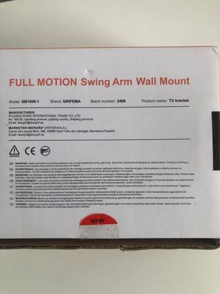 Soporte Pared TV GRIFEMA Full Motion