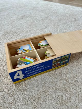 Set 4 Puzzles Madera Vehículos Construcción