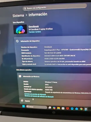Portátil HP Omnibook 16 pul. 16 Gb RAM NEGOCIABLE.