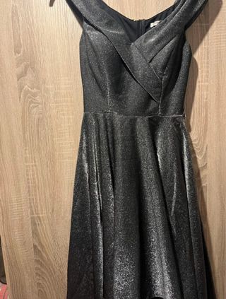 Vestido fiesta negro plateado