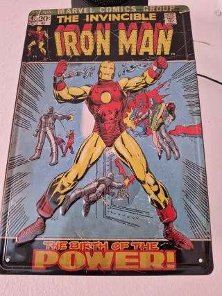 Chapa Metal Retro Iron Man Marvel Comics 20 x 30