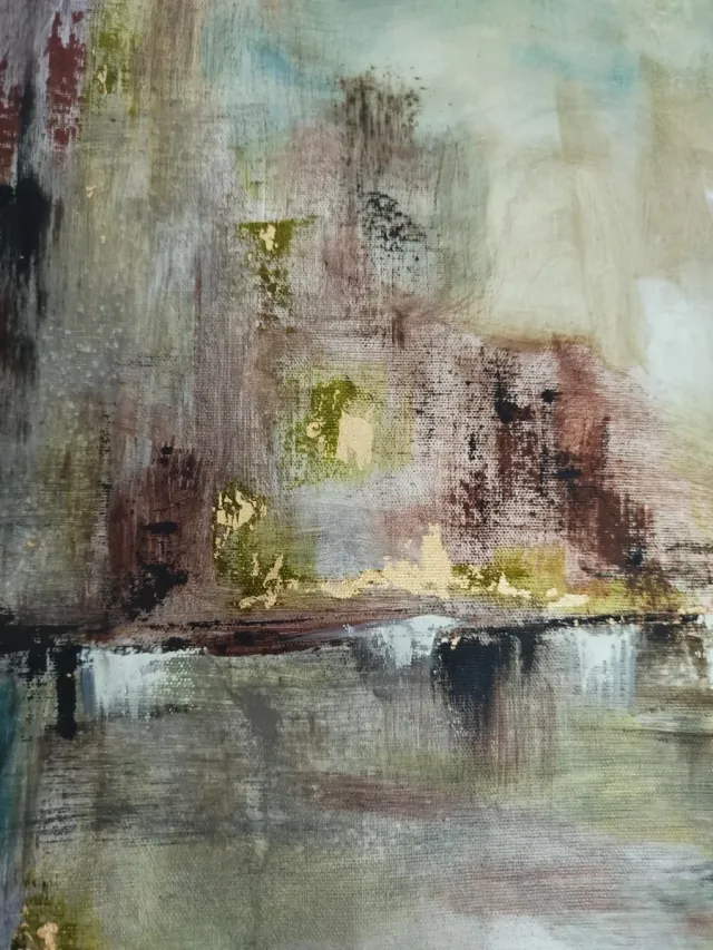 Díptico abstracto tierra y agua 2x50x40