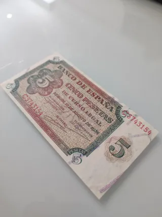 Billete 5 Pesetas Banco de España 1938