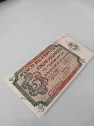 Billete 5 Pesetas Banco de España 1938