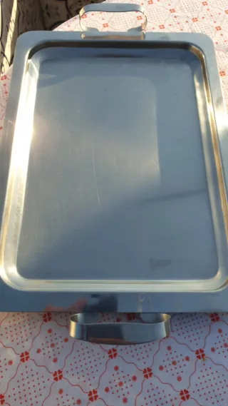 Bandeja Inox com Alças 42x30cm.