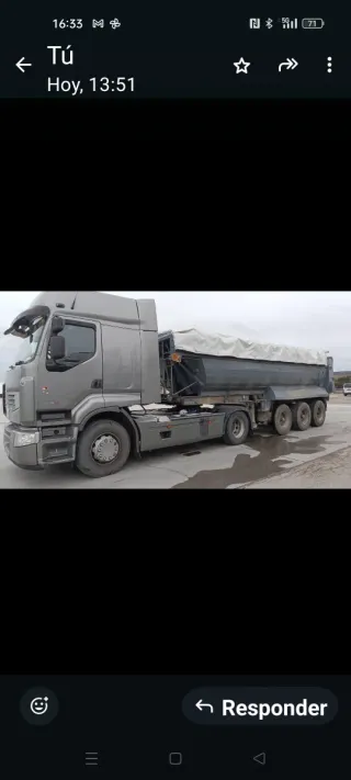 Remolque basculante obra hierro + tractora Renault