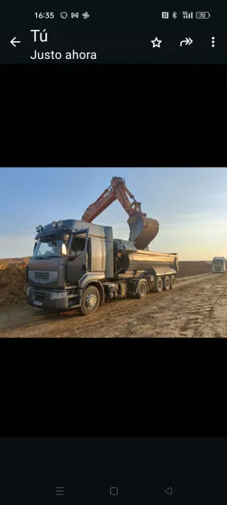 Remolque basculante obra hierro + tractora Renault