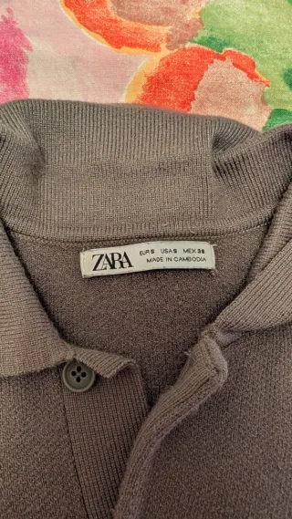 Polo Zara manga larga marrón Talla S