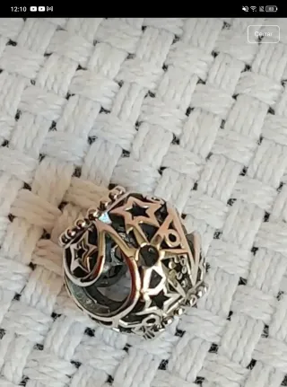 Charm Plata Luna y Estrellas Azul