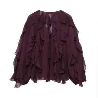 Blusa Gasa Morada Elegante Talla M
