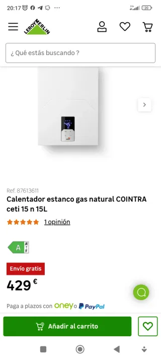 Termo Gas Natural cointra ceti 15 Nuevo a estrenar