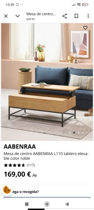 Mesa de centro elevable Jysk