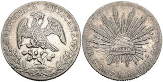 8 Reales México 1887 Guanajuato Plata