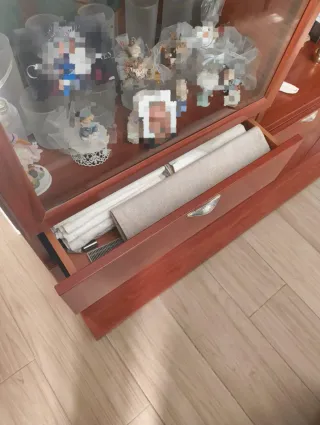 Mueble de salón doble con vitrina