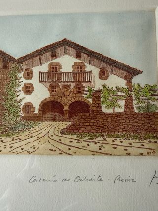 Grabado P/A 1983 Caserío Ochaite, Berriz