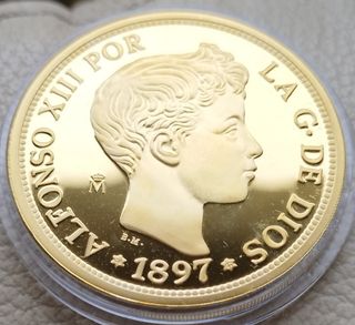 Plata y oro FNMT recreación 100 pesetas 1897