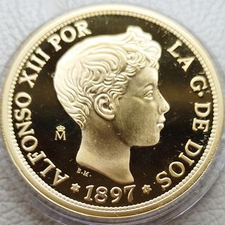 Plata y oro FNMT recreación 100 pesetas 1897