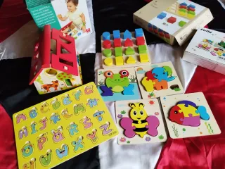 Lote Puzzles y Encajables de madera Bebé
