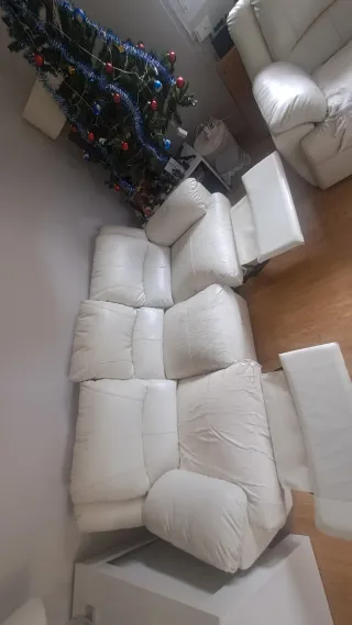 Conjunto Sofás 3+2 Piel Blanco