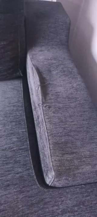 Sofá cheslong negro tela