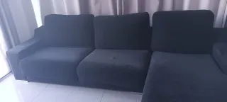 Sofá cheslong negro tela