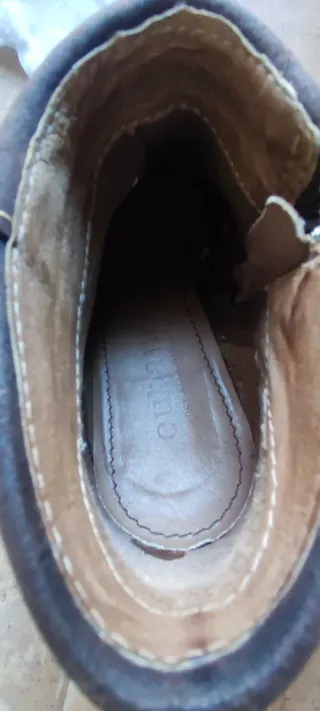 Botín tacón madera piel y ante marrón 37