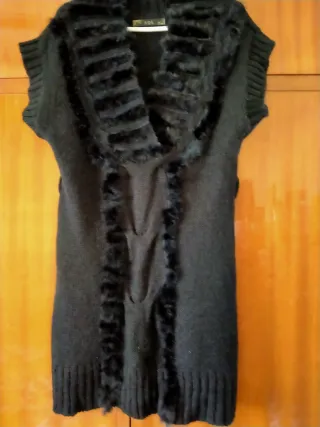 Chaleco largo mujer negro