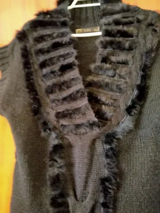 Chaleco largo mujer negro