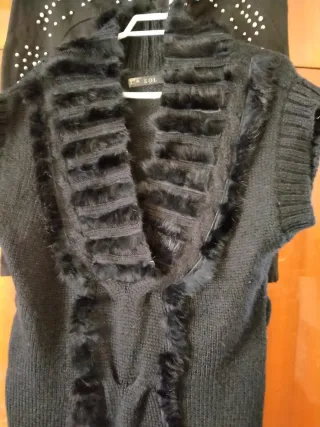 Chaleco largo mujer negro