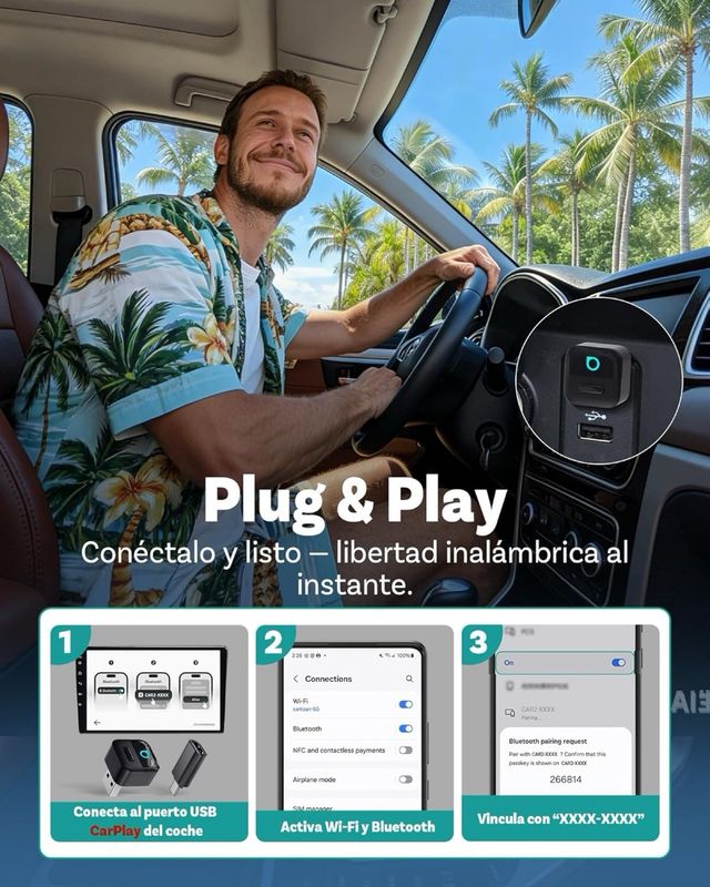 OTTOCAST Mini Pico CarPlay AA Inalámbrico Nuevo